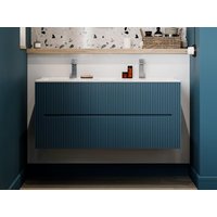 Waschbeckenunterschrank hängend - 120 cm - Blau gerippt - PAVANI Waschbeckenunterschrank hängend - 120 cm - Blau gerippt - PAVANI von Vente-unique