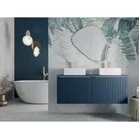 Waschbeckenunterschrank hängend - 120 cm - Blau gestreift - JOSEPHA Waschbeckenunterschrank hängend - 120 cm - Blau gestreift - JOSEPHA von Vente-unique