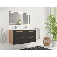 Waschbeckenunterschrank hängend - 120 cm - Holzfarben & Anthrazit - ARUBA von Vente-unique