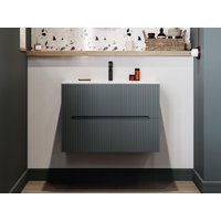 Waschbeckenunterschrank hängend - 80 cm - Grau gerippt - PAVANI von Vente-unique