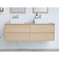 Waschbeckenunterschrank hängend - Eichenholzfurnier - 150 cm - MILIPAM Waschbeckenunterschrank hängend - Eichenholzfurnier - 150 cm - MILIPAM von Vente-unique