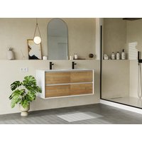 Waschbeckenunterschrank hängend - Holzfarben hell & Weiß - 120 cm - LANNICK Waschbeckenunterschrank hängend - Holzfarben hell & Weiß - 120 cm - LANNICK von Vente-unique