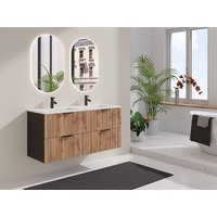 Waschbeckenunterschrank hängend - Streifenoptik - Holzfarben hell & Schwarz - 120 cm - MADELA von Vente-unique