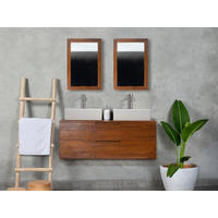 Waschbeckenunterschrank hängend mit 2 Schubladen - Dunkles Teakholz - 115 cm - BIMBING Waschbeckenunterschrank hängend mit 2 Schubladen - Dunkles Teakholz - 115 cm - BIMBING von Vente-unique