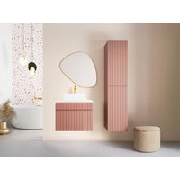 Waschbeckenunterschrank hängend mit Ablagen & Aufsatzwaschbecken - Streifenoptik - Rosa - 60 cm - SATARA von Vente-unique