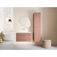 Waschbeckenunterschrank hängend mit Ablagen & Aufsatzwaschbecken - Streifenoptik - Rosa - 80 cm - SATARA von Vente-unique