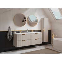 Waschbeckenunterschrank hängend mit Ablagen & Einbauwaschbecken - Streifenoptik - Beige - 120 cm - ZEVARA von Vente-unique