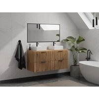 Waschbeckenunterschrank hängend mit Aufsatzwaschbecken - Streifenoptik - Holzfarben hell - 120 cm - ZEVARA von Vente-unique