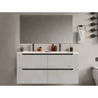 Waschbeckenunterschrank hängend mit Doppeleinbauwaschbecken - Weiß - 120 cm - SELITA Waschbeckenunterschrank hängend mit Doppeleinbauwaschbecken - Weiß - 120 cm - SELITA von Vente-unique