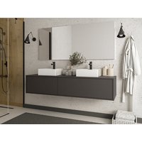 Waschbeckenunterschrank hängend mit Doppelwaschbecken - Anthrazit - L150 cm - ISAURE II von Vente-unique