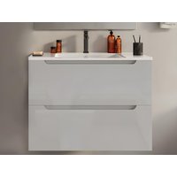 Waschbeckenunterschrank hängend mit Einzelwaschbecken - 80 cm - Weiß - STEFANIE Waschbeckenunterschrank hängend mit Einzelwaschbecken - 80 cm - Weiß - STEFANIE von Vente-unique