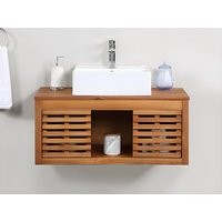 Waschbeckenunterschrank hängend mit Einzelwaschbecken - Akazienholz - 90 cm - PENEBEL Waschbeckenunterschrank hängend mit Einzelwaschbecken - Akazienholz - 90 cm - PENEBEL von Vente-unique