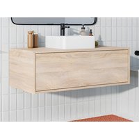 Waschbeckenunterschrank hängend mit Einzelwaschbecken - Naturfarben hell - TEANA Waschbeckenunterschrank hängend mit Einzelwaschbecken - Naturfarben hell - TEANA von Vente-unique