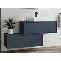 Waschbeckenunterschrank hängend mit Einzelwaschbecken & zwei Schubladen - Dunkelblau - 94 cm - TEANA II Waschbeckenunterschrank hängend mit Einzelwaschbecken & zwei Schubladen - Dunkelblau - 94 cm - TEANA II von Vente-unique