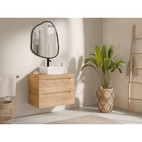 Waschbeckenunterschrank hängend mit quadratischem Aufsatzwaschbecken - Holzfarben - 80 cm - ARUBA von Vente-unique