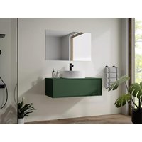 Waschbeckenunterschrank hängend mit rundem Einzelwaschbecken - Grün matt - 94 cm - TEANA II von Vente-unique