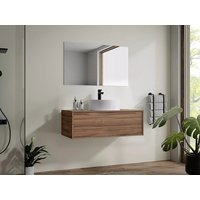 Waschbeckenunterschrank hängend mit rundem Einzelwaschbecken - Holzfarben dunkel - 94 cm - TEANA II Waschbeckenunterschrank hängend mit rundem Einzelwaschbecken - Holzfarben dunkel - 94 cm - TEANA II von Vente-unique