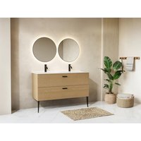 Waschtischunterschrank geriffelt auf Füßen - 2 Schubladen - Natur hell - 120 cm - SARONE von Vente-unique