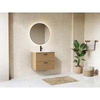 Waschtischunterschrank geriffelt hängend - 2 Schubladen - Natur hell - 60 cm - SARONE von Vente-unique