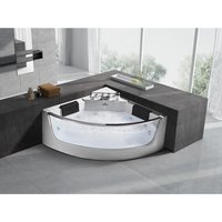 Whirlpool Eckwanne mit Glaswand - 2 Personen - 330 L - 138x138x59 cm - EVELINA Whirlpool Eckwanne mit Glaswand - 2 Personen - 330 L - 138x138x59 cm - EVELINA von Vente-unique