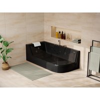 Whirlpool Eckwanne mit Hydromassage - 1 Person - 263 L - Ecke Links - Schwarz - ARIA von Vente-unique