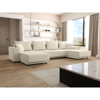 Wohnlandschaft mit Schlaffunktion - Cord - Beige - NESSARO von Vente-unique
