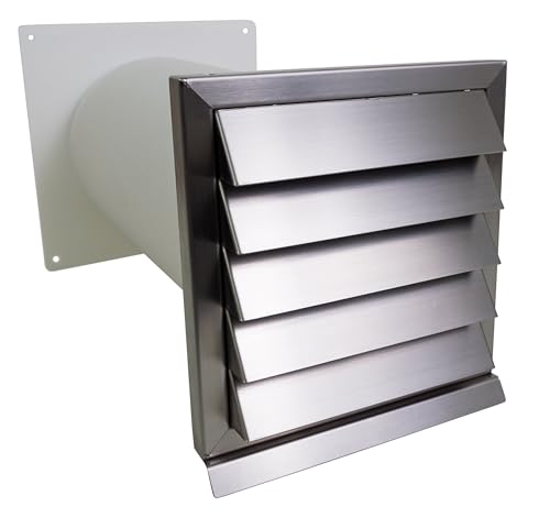 VentilationNord Mauerkasten 150 mit zwei Rückstauklappen | Energiespar Ab- und Zuluftmauerkasten | Edelstahl-Außengitter mit Wandabdichtung | Teleskoprohr Ø 150 von VentilationNord