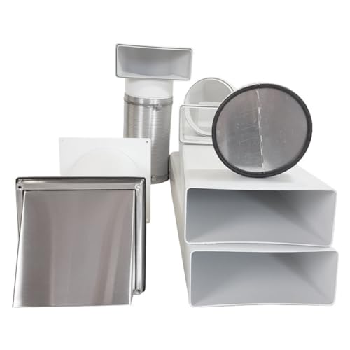 VentilationNord Mauerkasten Set mit Mauerkasten 100, Kanal-Set, Flachkanal-Anschluss, Wetterschutz-Lüftungsgitter ohne Lamellen (Haube) & Teleskoprohr Ø 100 | Mauerdurchführung Set von VentilationNord