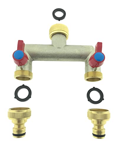 2-Wege Messing Wasserhahn Wasserverteiler Anschluss 2 Geräten Absperrhahn Gartenschlauch 2er Verteiler 3/4" Adapter 1/2" 2-Wege Messing Wasserhahn Wasserverteiler Anschluss 2 Geräten Absperrhahn Gartenschlauch 2er Verteiler 3/4" Adapter 1/2" von Ventilkappenkönig