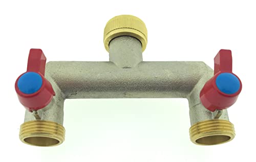 2-Wege Messing Wasserhahn Wasserverteiler Anschluss 2 Geräten Absperrhahn Gartenschlauch 2er Verteiler 3/4" 2-Wege Messing Wasserhahn Wasserverteiler Anschluss 2 Geräten Absperrhahn Gartenschlauch 2er Verteiler 3/4" von Ventilkappenkönig