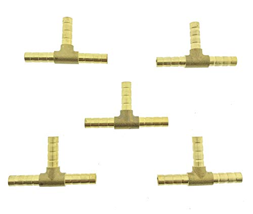 5x Stück Messing T-Stück Druckluft Schlauchverbinder Schlauch T Fitting 6mm 8mm 10mm 12mm (6mm) von Ventilkappenkönig
