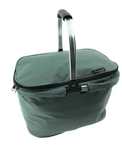 XXL Kühltasche Thermo Einkaufskorb Picknick Kühlbox Campingtasche faltbar Schwarz Grau Rosa 40L (Grau) von Ventilkappenkönig