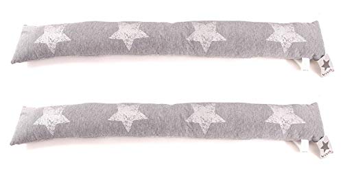 Zugluftstopper grau beige - Passgenauer 90cm Luftzugstopper - Zugstopper Tür und Fenster (Grau, 2er Sparset) von Ventilkappenkönig