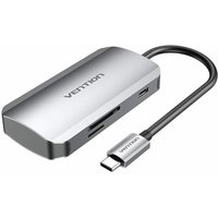 HUB - USB-C auf 3x USB3.0 Dockingstation, SD, TF, PD Kabellänge 0,15m - grau von Vention