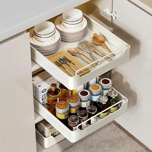 Ventouse Teleskopschublade, Ausziehbare Schubladen Aufbewahrungsregale, küchenschrank Organizer Ausziehbar mit Griff, Ausziehbarer Schrank Organizer für Speisekammer und Badezimmer Waschtisch Ventouse Teleskopschublade, Ausziehbare Schubladen Aufbewahrungsregale, küchenschrank Organizer Ausziehbar mit Griff, Ausziehbarer Schrank Organizer für Speisekammer und Badezimmer Waschtisch von Ventouse