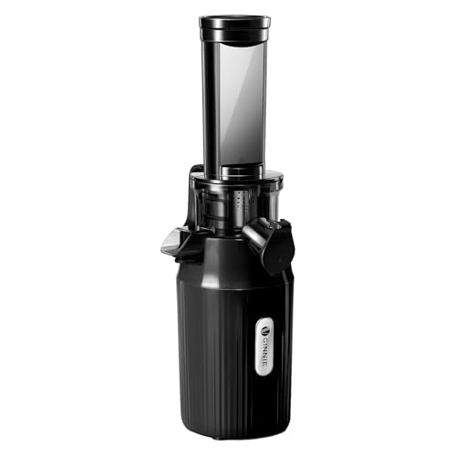 Ventray Ginnie Entsafter | Slow Juicer mit 60 U/min | 45mm Öffnung | Rückwärts Funktion und Zwei Filtergrößen | BPA Freie | 100 Watt | Leicht zu Reinigen & Leiser | Schlankes Design | 400ml | Schwarz von Ventray