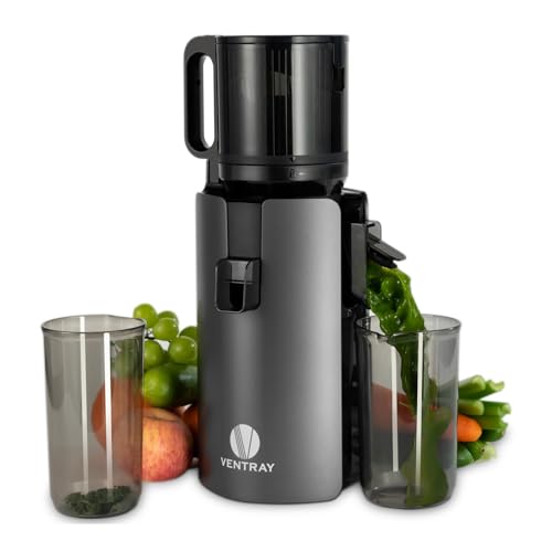 Ventray Kaltpressentsafter 120mm 1.2L BPA-frei Erweiterte Extraktion Doppelfilter Einfache Reinigung 250W Hohe Saftausbeute - Schwarz von Ventray