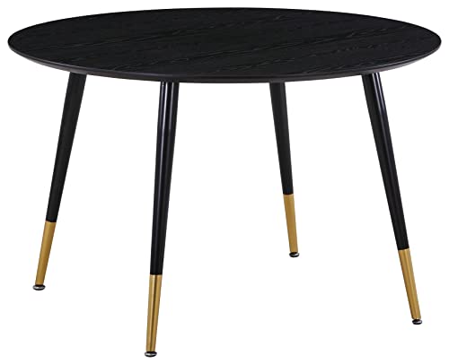 Venture Home Dining Table-115cm-Black Veneer Legs w, Black|Black with Brass dipp, One Size von Venture Home