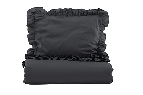 Levi Bed Set Cotton w ruffle - Antracit / - 150*200 von Venture Home