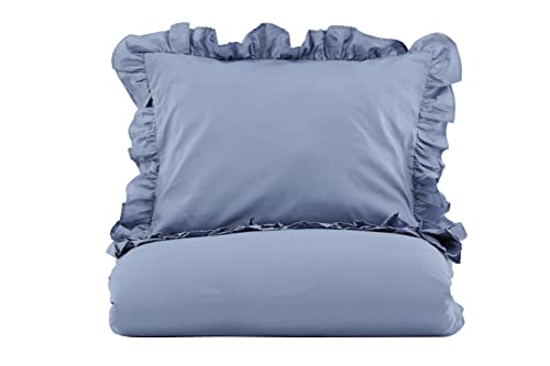 Levi Bed Set Cotton w ruffle - Blue - 150*200 von Venture Home
