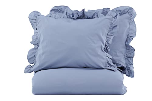 Levi Bed Set Cotton w ruffle - Blue - 240*220 von Venture Home