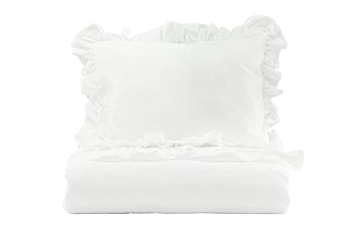 Levi Bed Set Cotton w ruffle - White / - 150*200 von Venture Home