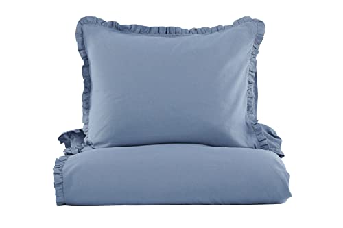 Lias Bed Set Cotton/linen - Blue - 150*200 von Venture Home