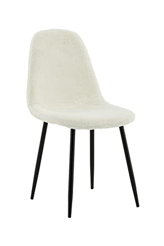 Polar Fluff Dining Chair - Black Legs - White Teddy von Venture Home