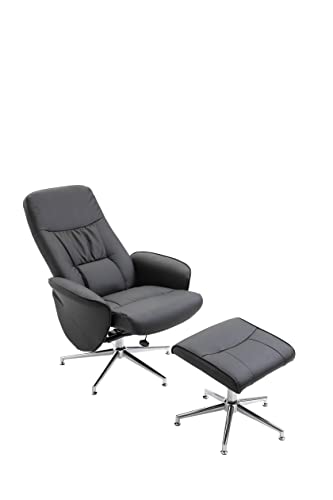 Rolf Recliner Chair with ottoman,Black PU von Venture Home