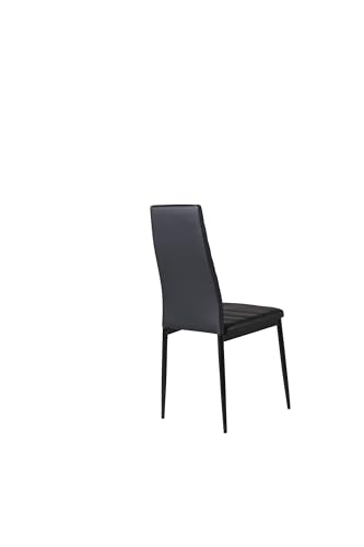 Slim High Back Dining Chair - Black Legs - Black PU von Venture Home