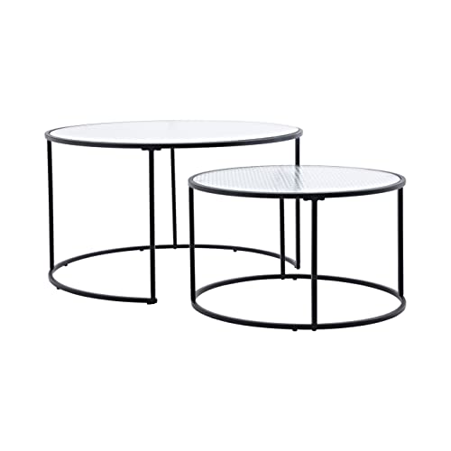 Twin Sofa Tables ø80+ø60 - Black / Pressed Glass von Venture Home