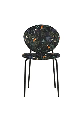 Vault Dining Chair - Black legs - Black Flower printed fabric von Venture Home