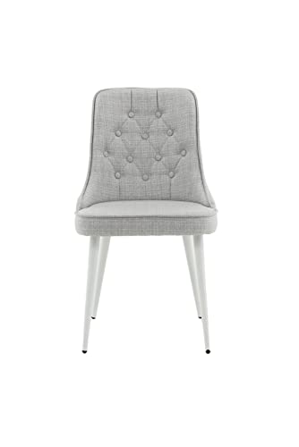 Velvet Deluxe Dining Chair - White Legs - Light Grey Fabric von Venture Home