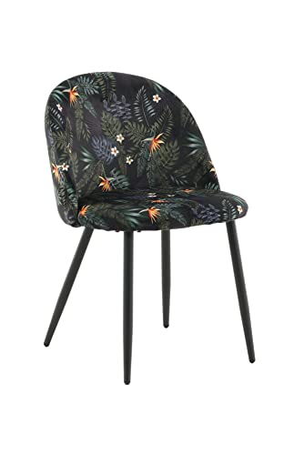 Velvet Dining Chair - Black Flower fabric von Venture Home